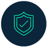 A green icon of a shield where there is a check mark in the middle