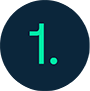 Colored circular icon with the number 1, representing the first step