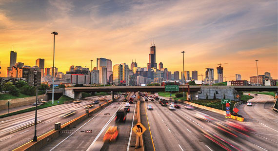 Street / motorway with cars in USA