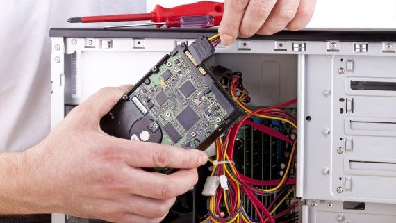 working on components inside a computer