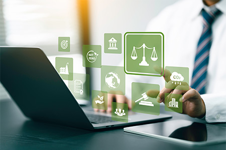 Laptop with law icons