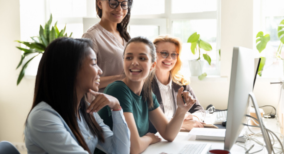 People attending work training