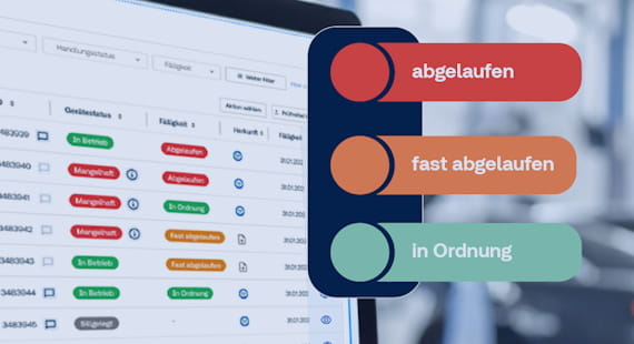 Blick auf ein Display, welches das Prüfmittelmanagement-Portal zeigt