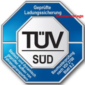 TÜV SÜD Prüfzeichen Richtlinie VDI 2700 8.2 gilt für alle Fahrzeugtransporter