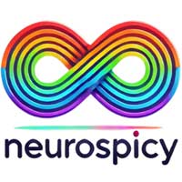 Das „neurospicy“-Logo mit dem bunten Unendlichkeitszeichen als Symbol für Neurodiversität.
