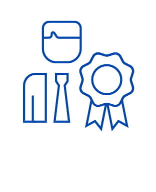 Icon, auf dem eine Person im Anzug und eine Medaille zu sehen ist