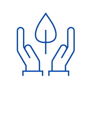 Icon von zwei betenden Händen mit einem Blatt