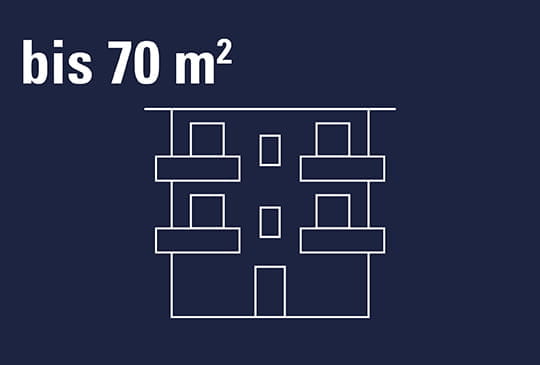 Grafik, Mehrfamilienhaus auf blauem Hintergrund