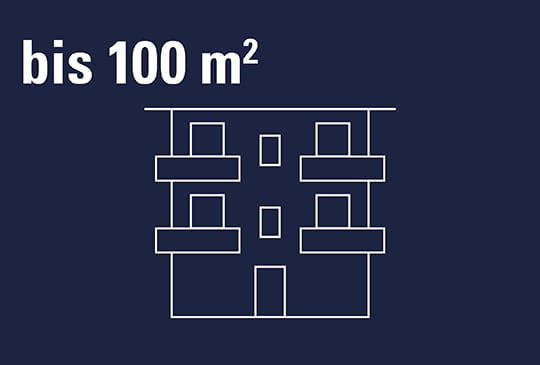 Grafik, Mehrfamilienhaus auf blauem Hintergrund