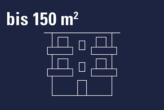 Grafik, Mehrfamilienhaus auf blauem Hintergrund