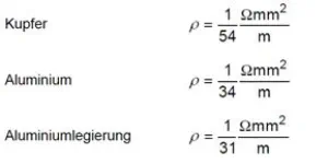 Kurzschlussstromberechnung Leitwerte Aluminium Kupfer Aluminiumlegierung