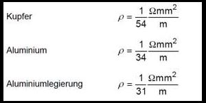 Kurzschlussstromberechnung Leitwerte Aluminium Kupfer Aluminiumlegierung