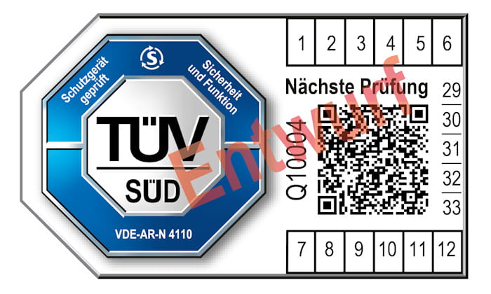 Prüfzeichen E18 - Schutzgerät geprüft - VDE-AR-N 4110