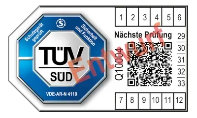 Prüfzeichen E18 - Schutzgerät geprüft - VDE-AR-N 4110