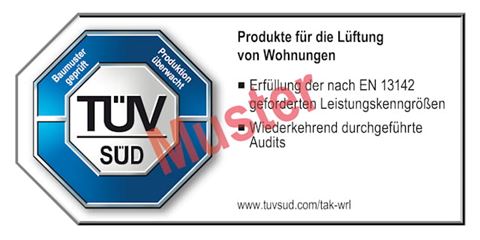 TÜV SÜD Prüfzeichen Produkte für die Lüftung von Wohnungen nach EN 13142