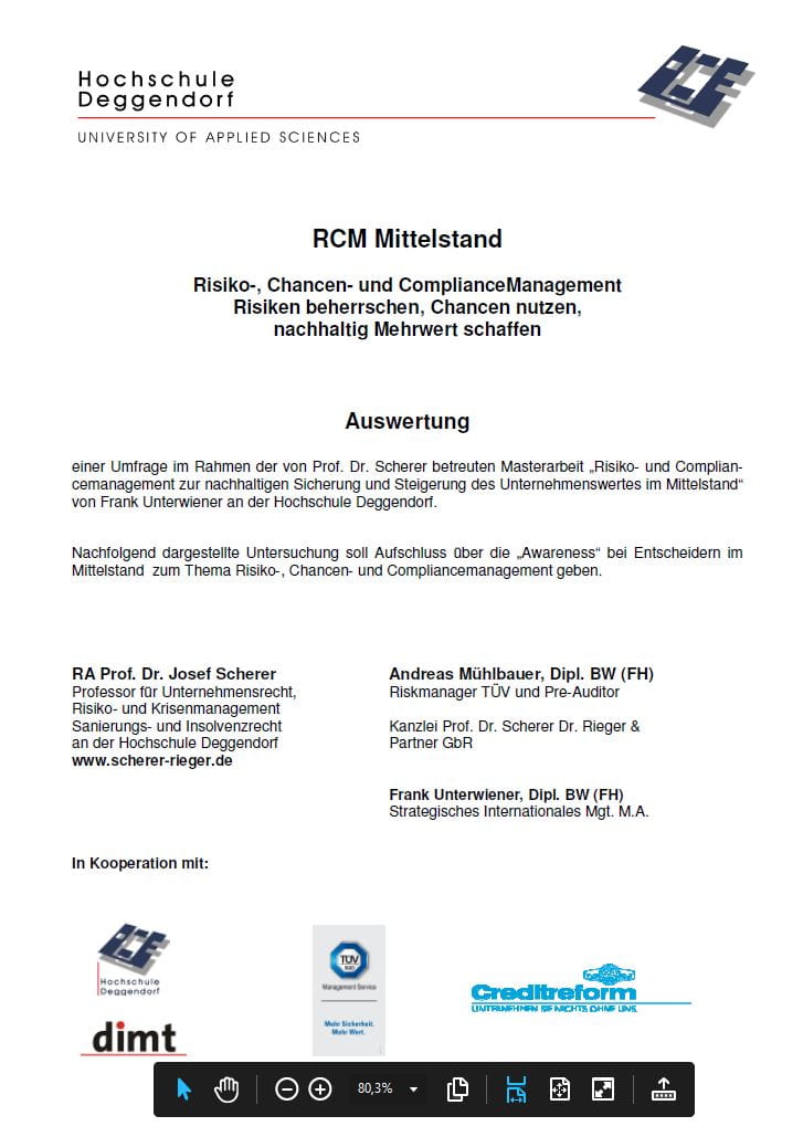 Umfrage Risikomanagement Mittelstand