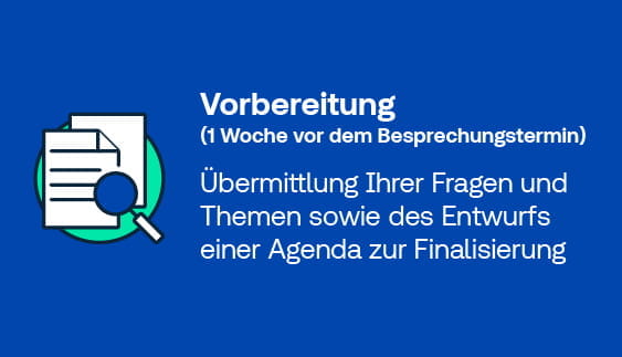 Symbol Lupe über Dokument für Vorbereitung