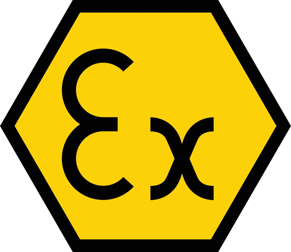 Gelbes Zeichen als Symbol für ATEX