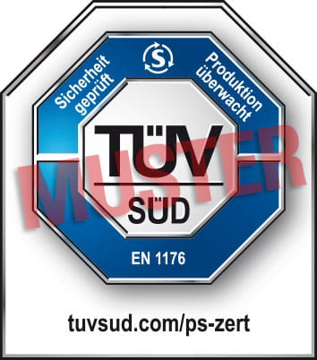 TÜV SÜD Prüfzeichen Sicherheit geprüft EN 1176