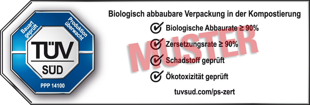 Prüfzeichen für biologisch abbaubare Verpackungen
