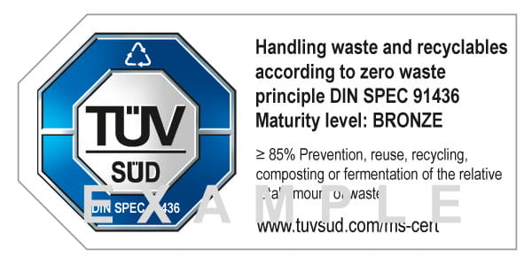 Zero Waste certificate Bronze TÜV SÜD