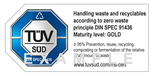Zero Waste Certificate Gold TÜV SÜD