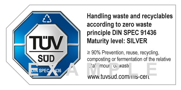 Zero Waste Certificate Silver TÜV SÜD