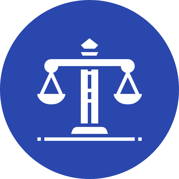 Icône symbolisant la justice et conformité : balance représentant l'équilibre juridique.