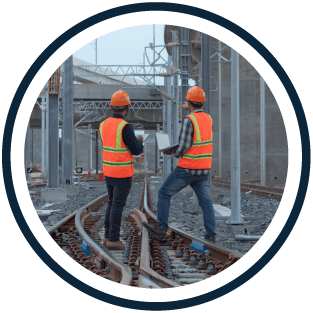 Ingenieros realizando auditoría de mantenimiento en el sector ferroviario