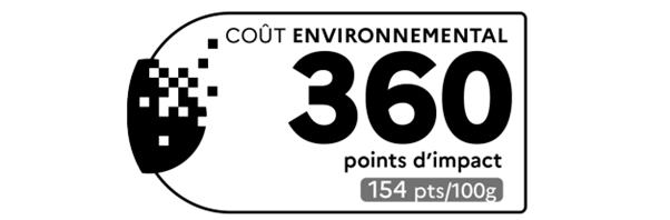 Étiquette "Coût Environnemental" avec 360 points d'impact