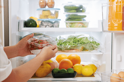 Food in a fridge