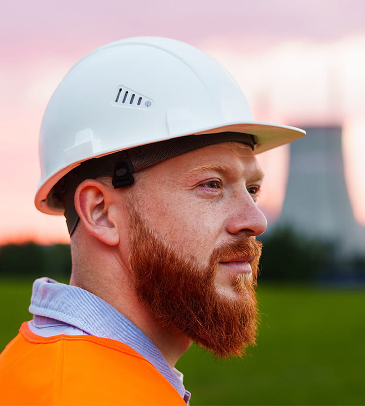 Man outside nuclear power plant