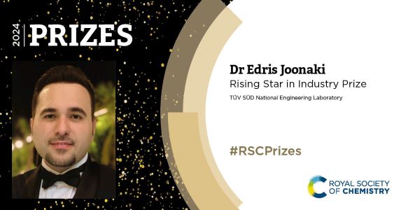 Presentation slide with Royal Society of Chemistry award title and photo of Edris Joonaki