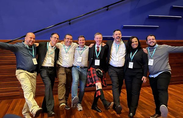 Russell Brown wearing a kilt at Global Flow Measurement Workshop 2023