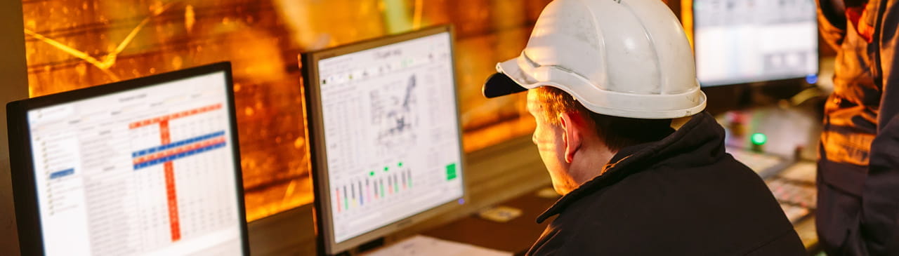 Engineer looking at a screen