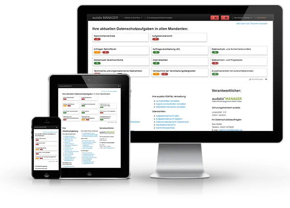 audatis manager data protection management software displayed on a computer screen