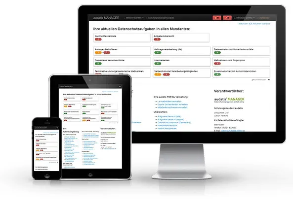 audatis manager data protection management software displayed on a computer screen