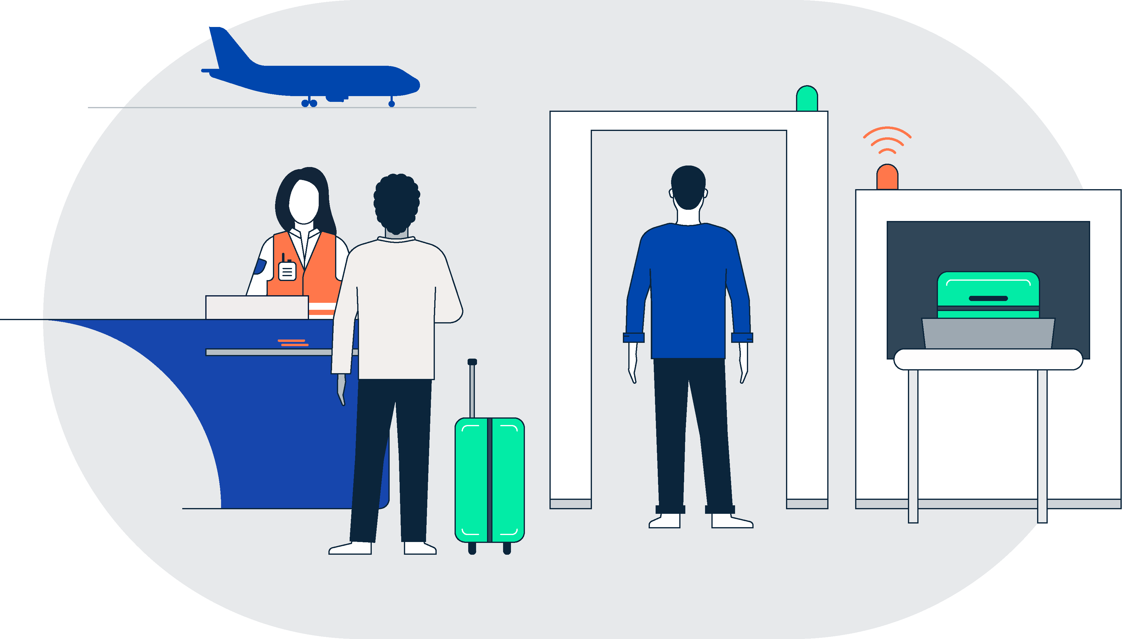 Illustration Sicherheitskontrolle Flughafen