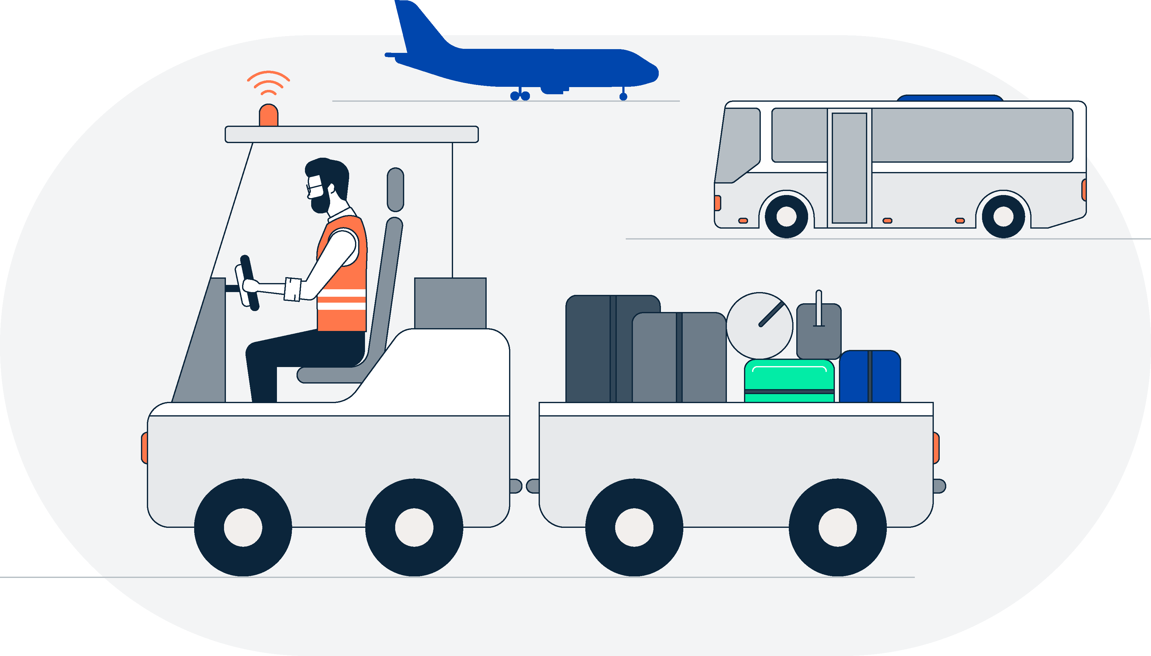 Illustration Gepäckwagen Flughafen