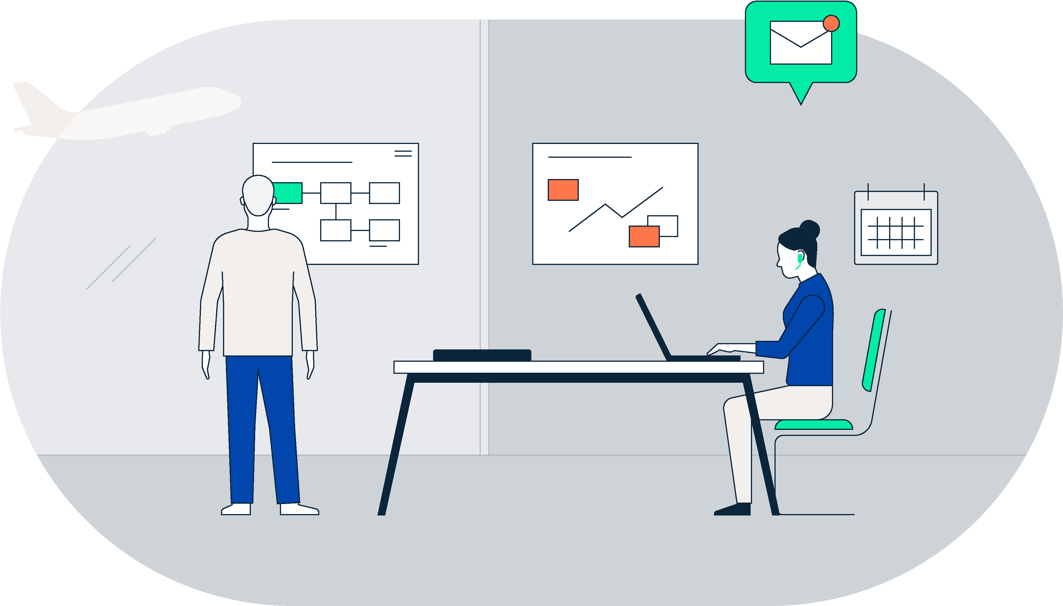 Illustration Back Office Flughafen