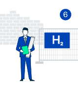 Illustration: Mann steht vor einer Baustelle und hält einen Plan in der Hand