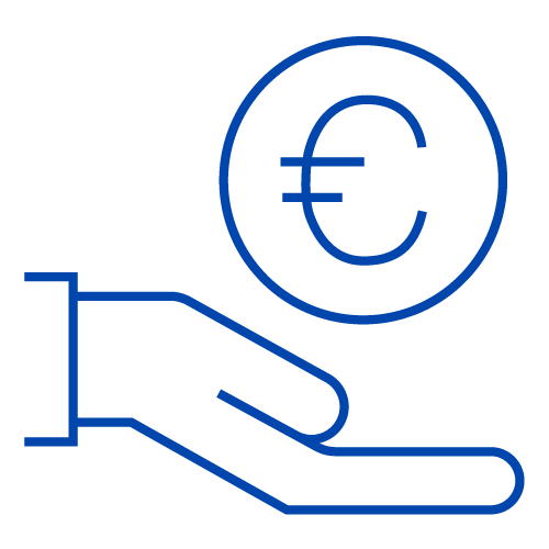 Icon geöffnete Hand mit Euro-Zeichen