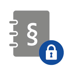 Logo - Gesetzbuch mit einem Schloss-Symbol