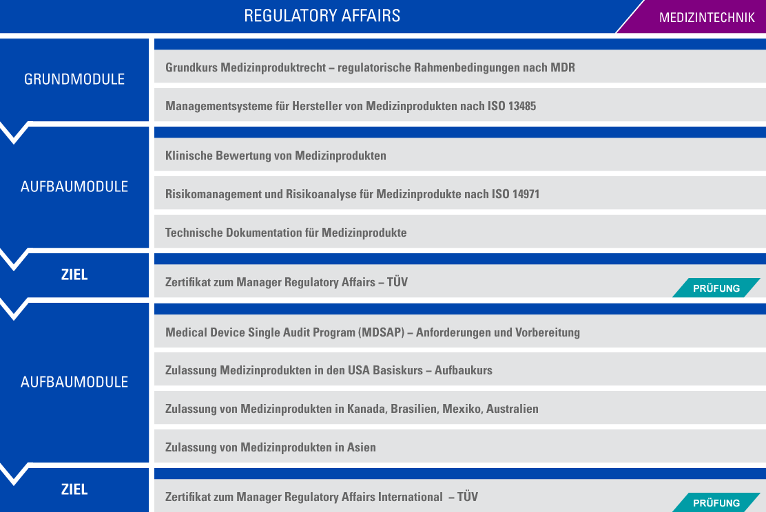 Übersicht der modularen Ausbildung zum Manager Regulatory Affairs Übersicht der modularen Ausbildung zum Manager Regulatory Affairs