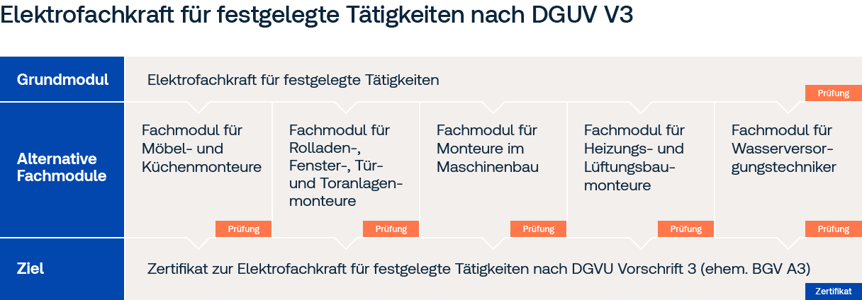 Modulare Ausbildung Elektrofachkraft für festgelegte Tätigkeiten nach DGUV V3 Modulare Ausbildung Elektrofachkraft für festgelegte Tätigkeiten nach DGUV V3
