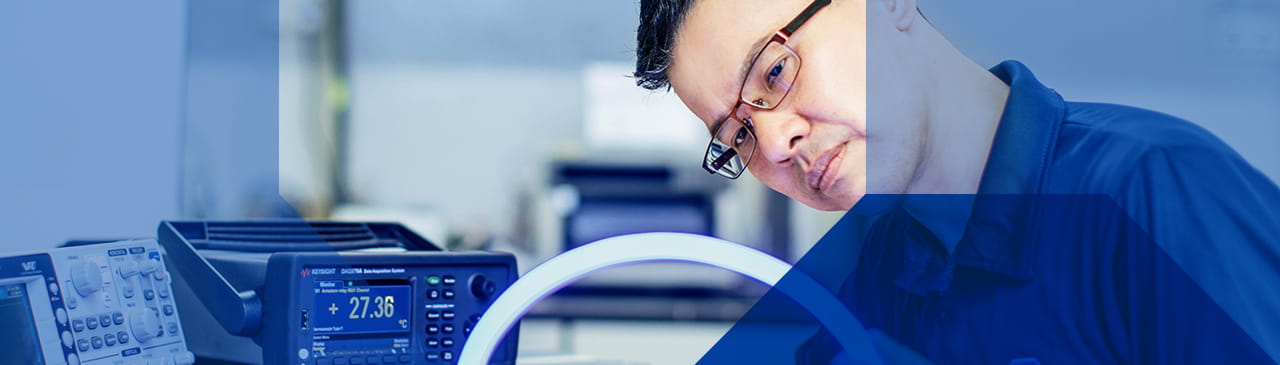 Man working with technical devices